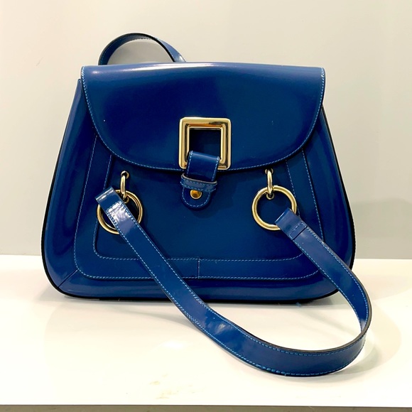 Asia Bellucci blue patent leather handbag - Picture 1 of 10